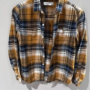 Abercrombie & Fitch Boys Plaid Shirt - Mustard and Blue